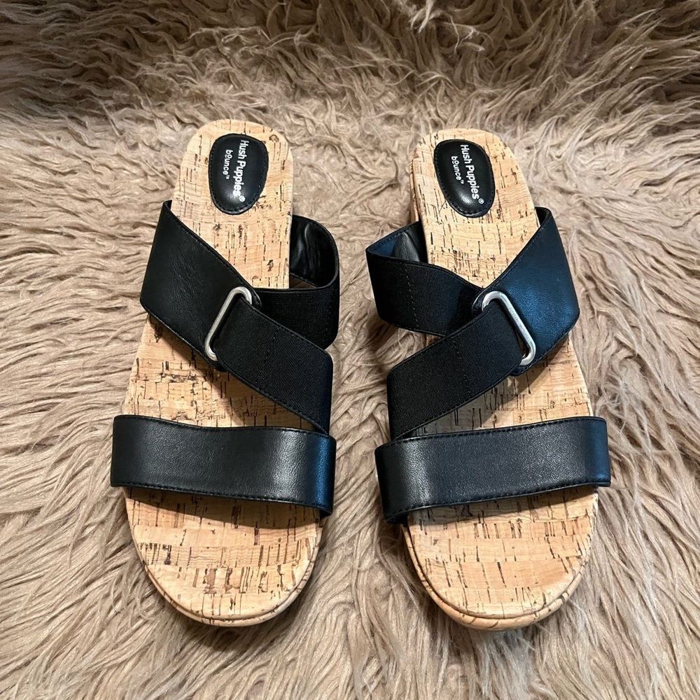 Hush Puppies Black Cork Sole Sandals